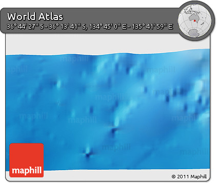 Physical 3D Map of the Area around 36° 29' 4" S, 135° 13' 29" E