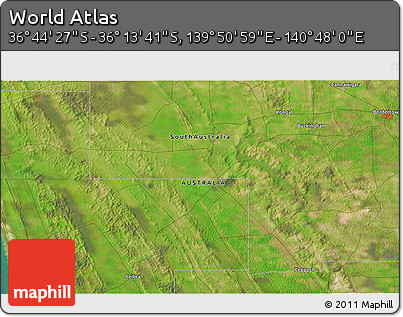 Satellite 3D Map of the Area around 36° 29' 4" S, 140° 19' 29" E
