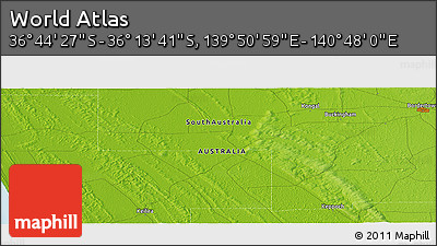 Physical Panoramic Map of the Area around 36° 29' 4" S, 140° 19' 29" E