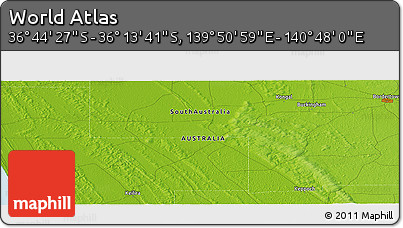 Physical Panoramic Map of the Area around 36° 29' 4" S, 140° 19' 29" E