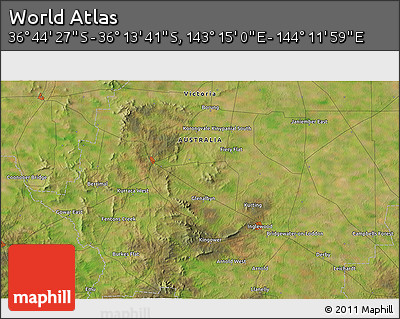 Satellite 3D Map of the Area around 36° 29' 4" S, 143° 43' 29" E