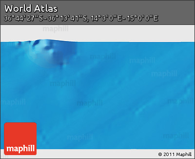 Physical 3D Map of the Area around 36° 29' 4" S, 14° 31' 30" E