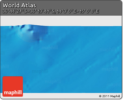 Physical 3D Map of the Area around 36° 29' 4" S, 14° 31' 30" E