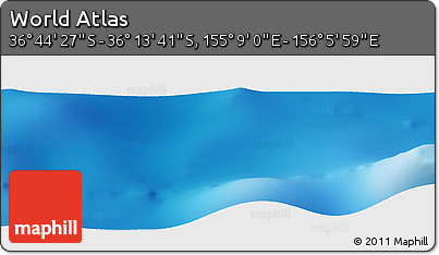 Physical Panoramic Map of the Area around 36° 29' 4" S, 155° 37' 30" E