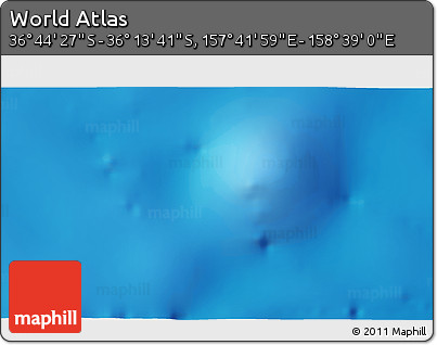 Physical 3D Map of the Area around 36° 29' 4" S, 158° 10' 30" E