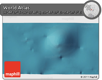 Satellite 3D Map of the Area around 36° 29' 4" S, 158° 10' 30" E