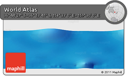Physical Panoramic Map of the Area around 36° 29' 4" S, 159° 1' 30" E