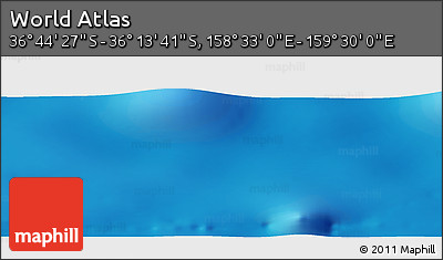 Physical Panoramic Map of the Area around 36° 29' 4" S, 159° 1' 30" E
