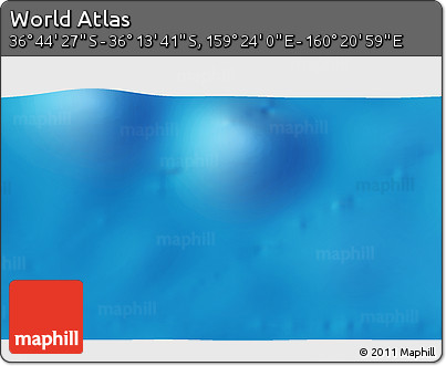 Physical 3D Map of the Area around 36° 29' 4" S, 159° 52' 30" E