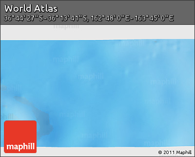 Physical 3D Map of the Area around 36° 29' 4" S, 163° 16' 30" E