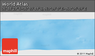 Physical Panoramic Map of the Area around 36° 29' 4" S, 164° 7' 30" E