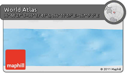 Physical Panoramic Map of the Area around 36° 29' 4" S, 166° 40' 30" E