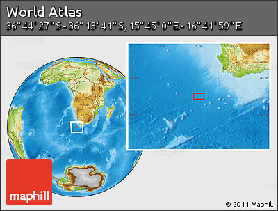 Physical Location Map of the Area around 36° 29' 4" S, 16° 13' 30" E