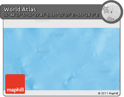 Physical 3D Map of the Area around 36° 29' 4" S, 170° 55' 30" E