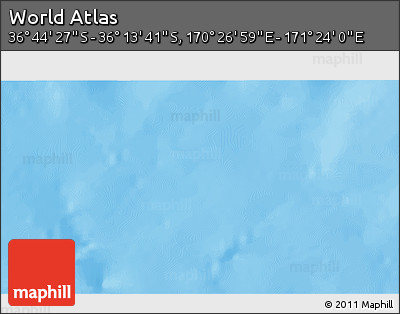 Physical 3D Map of the Area around 36° 29' 4" S, 170° 55' 30" E