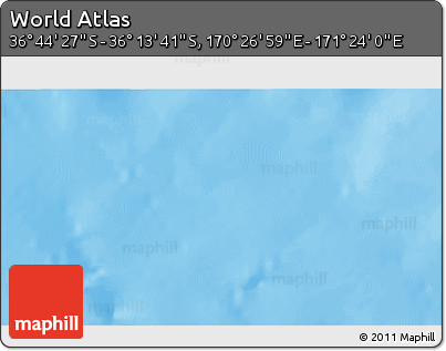 Physical 3D Map of the Area around 36° 29' 4" S, 170° 55' 30" E