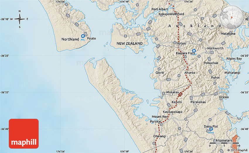 Shaded Relief Map of Warkworth