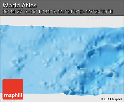 Physical 3D Map of the Area around 36° 29' 4" S, 176° 52' 30" E