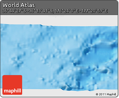 Physical 3D Map of the Area around 36° 29' 4" S, 176° 52' 30" E