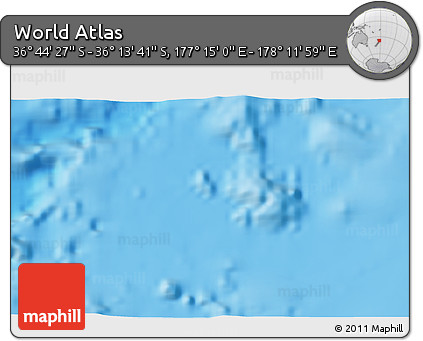 Physical 3D Map of the Area around 36° 29' 4" S, 177° 43' 29" E