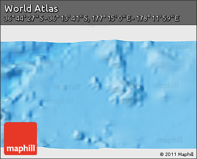 Physical 3D Map of the Area around 36° 29' 4" S, 177° 43' 29" E