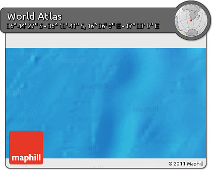 Physical 3D Map of the Area around 36° 29' 4" S, 17° 4' 30" E
