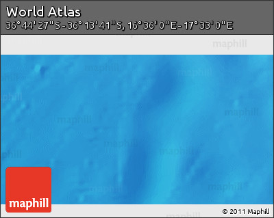 Physical 3D Map of the Area around 36° 29' 4" S, 17° 4' 30" E