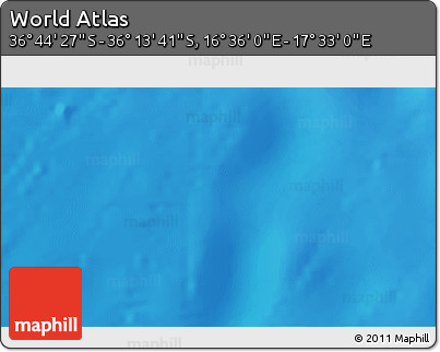 Physical 3D Map of the Area around 36° 29' 4" S, 17° 4' 30" E