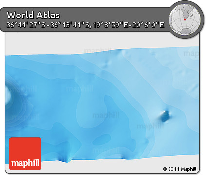 Political 3D Map of the Area around 36° 29' 4" S, 19° 37' 30" E