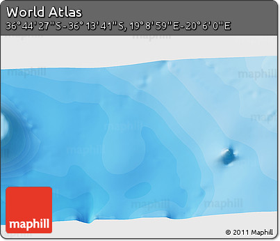 Political 3D Map of the Area around 36° 29' 4" S, 19° 37' 30" E