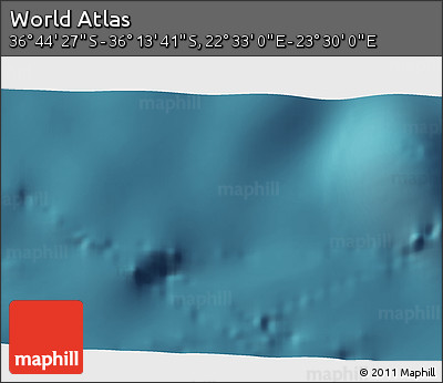 Satellite 3D Map of the Area around 36° 29' 4" S, 23° 1' 29" E