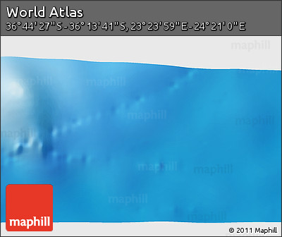 Physical 3D Map of the Area around 36° 29' 4" S, 23° 52' 30" E