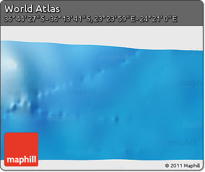 Physical 3D Map of the Area around 36° 29' 4" S, 23° 52' 30" E