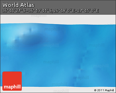 Physical 3D Map of the Area around 36° 29' 4" S, 27° 16' 29" E
