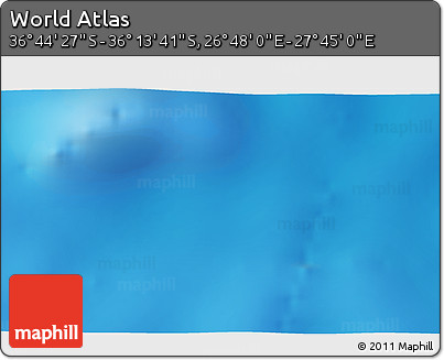 Physical 3D Map of the Area around 36° 29' 4" S, 27° 16' 29" E