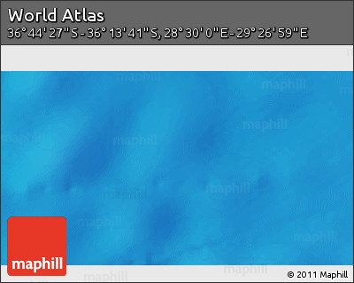 Physical 3D Map of the Area around 36° 29' 4" S, 28° 58' 30" E