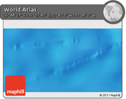 Shaded Relief 3D Map of the Area around 36° 29' 4" S, 32° 13' 30" W