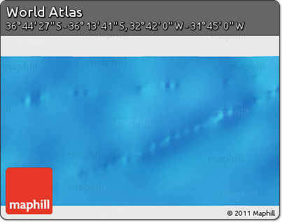 Shaded Relief 3D Map of the Area around 36° 29' 4" S, 32° 13' 30" W