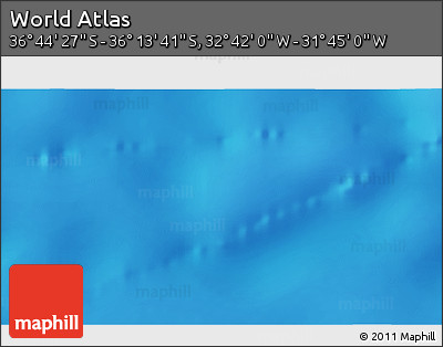 Shaded Relief 3D Map of the Area around 36° 29' 4" S, 32° 13' 30" W