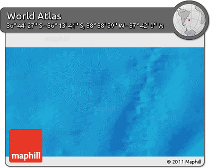 Physical 3D Map of the Area around 36° 29' 4" S, 38° 10' 29" W