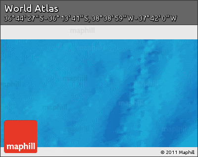 Physical 3D Map of the Area around 36° 29' 4" S, 38° 10' 29" W