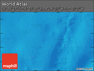 Physical Map of the Area around 36° 29' 4" S, 38° 10' 29" W