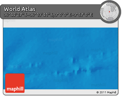 Physical 3D Map of the Area around 36° 29' 4" S, 3° 28' 30" E