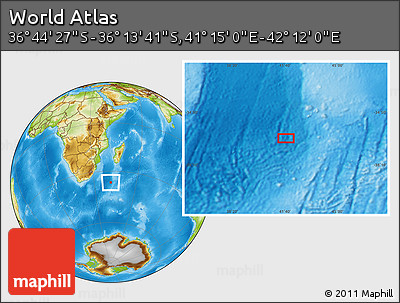 Physical Location Map of the Area around 36° 29' 4" S, 41° 43' 30" E