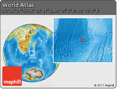 Physical Location Map of the Area around 36° 29' 4" S, 41° 43' 30" E