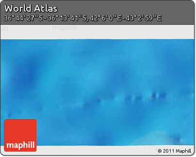 Physical 3D Map of the Area around 36° 29' 4" S, 42° 34' 30" E