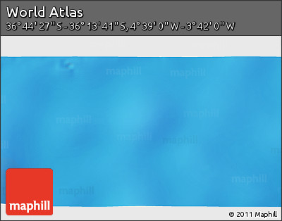 Physical 3D Map of the Area around 36° 29' 4" S, 4° 10' 30" W