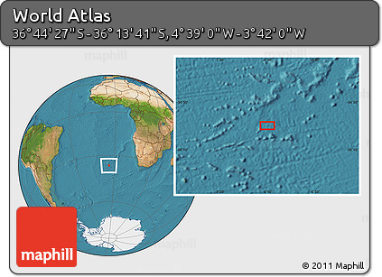 Satellite Location Map of the Area around 36° 29' 4" S, 4° 10' 30" W