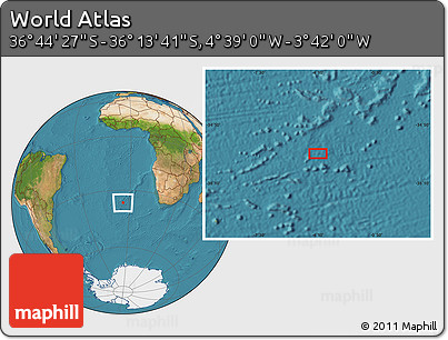 Satellite Location Map of the Area around 36° 29' 4" S, 4° 10' 30" W