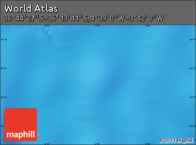 Physical Map of the Area around 36° 29' 4" S, 4° 10' 30" W